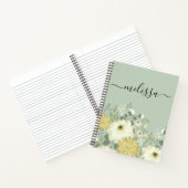 Journal floral vert crème personnalisée (Intérieur)