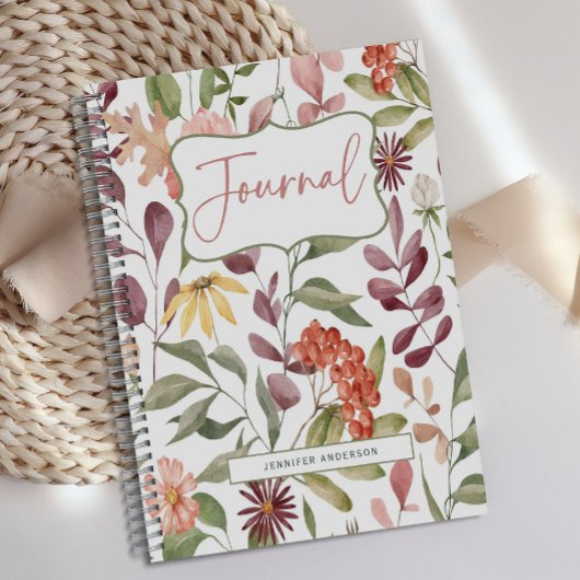 Journal floral vert rose personnalisé