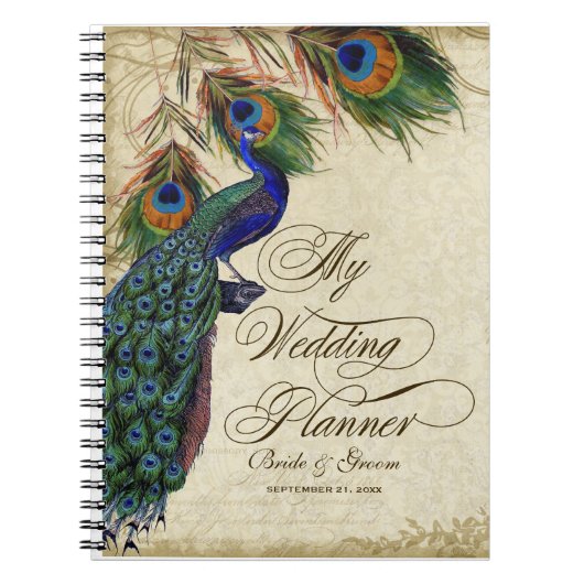 Journal formel de paon et de wedding planner de (Devant)