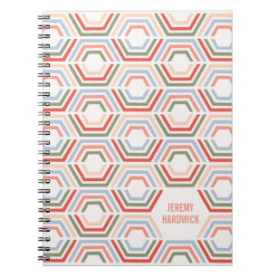 Journal Géométrique Hexagones Divisés - Cramoisie