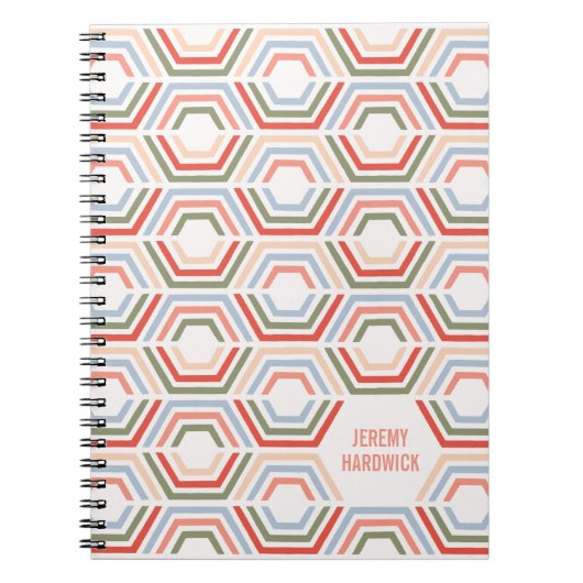 Journal Géométrique Hexagones Divisés - Cramoisie (Devant)
