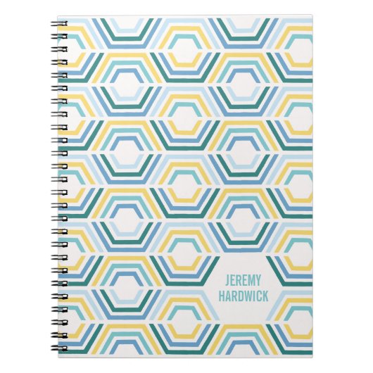 Journal Géométrique Hexagones Divisés - Turquoise (Devant)