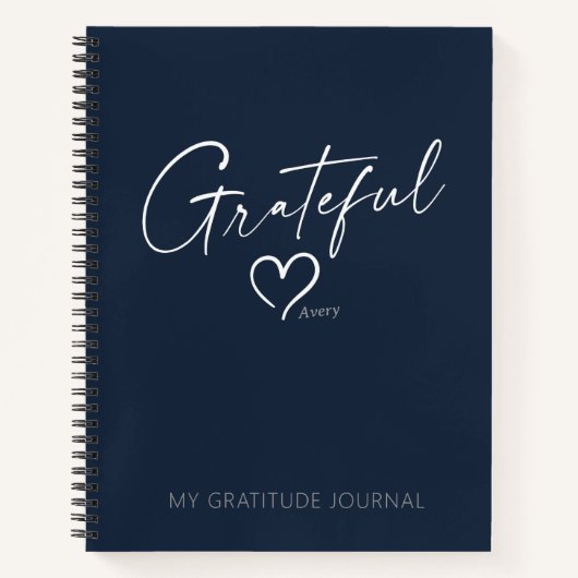 Journal Grateful Coeur Custom Encre Script (Devant)