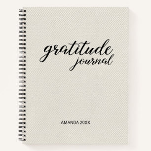 Journal Gratitude Beige Faux Canvas Nom personnali
