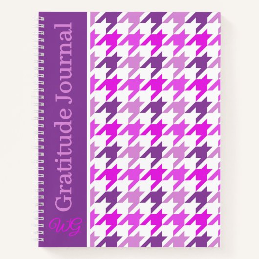 Journal Gratitude Houndstooth violet et blanc (Devant)