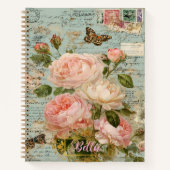 Journal Intime Antique Bleu Floral Romantique (Devant)