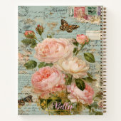 Journal Intime Antique Bleu Floral Romantique (Dos)