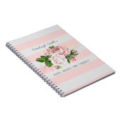 Journal intime Fleurs roses vintage sur rayures (Côté Droit)