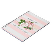 Journal intime Fleurs roses vintage sur rayures (Côté gauche)