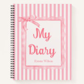 Journal intime monogrammé à rayures et nœud rose p (Devant)