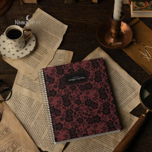 Journal moderne victorien en dentelle noire rouge