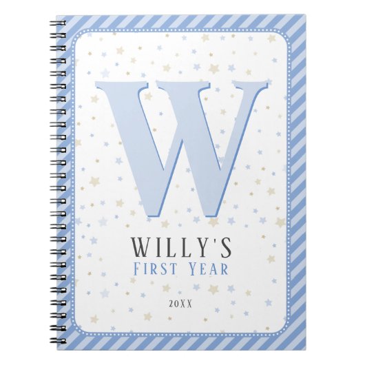 Journal Monogram Baby Memory. Bleu et blanc (Devant)