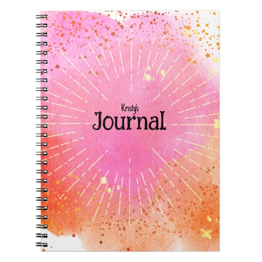 Journal Monogramme Étoiles Aquarelle Rose Orange (Devant)