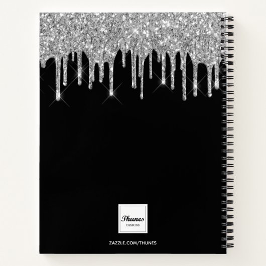 Journal monogramme noir argent parties scintillant (Dos)