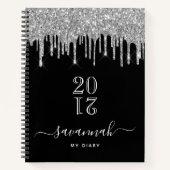 Journal monogramme noir argent parties scintillant (Devant)