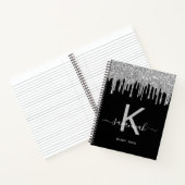 Journal monogramme noir argent parties scintillant (Intérieur)