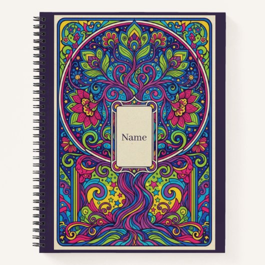 Journal néon mandala de l'arbre de vie psychédéliq (Devant)