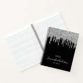 Journal noir argent parties scintillant nom goutte (Intérieur)