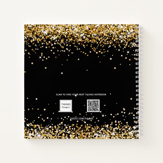 Journal noir confetti nom script (Dos)