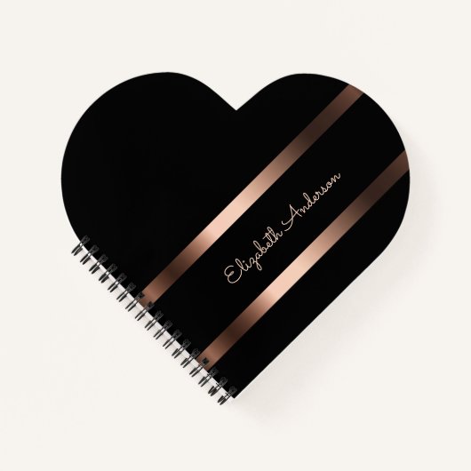 Journal noir rose or nom script fille (Devant)