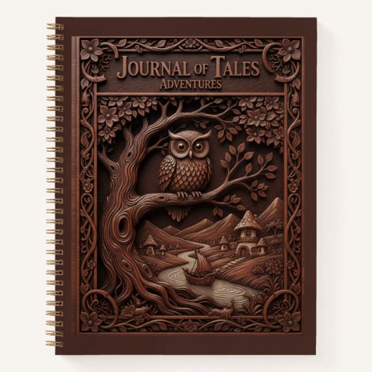 Journal of Tales Wood Carved Owl Adventure Journal (Devant)