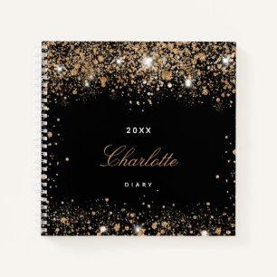 Journal or noir paillettes dorées nom écriture
