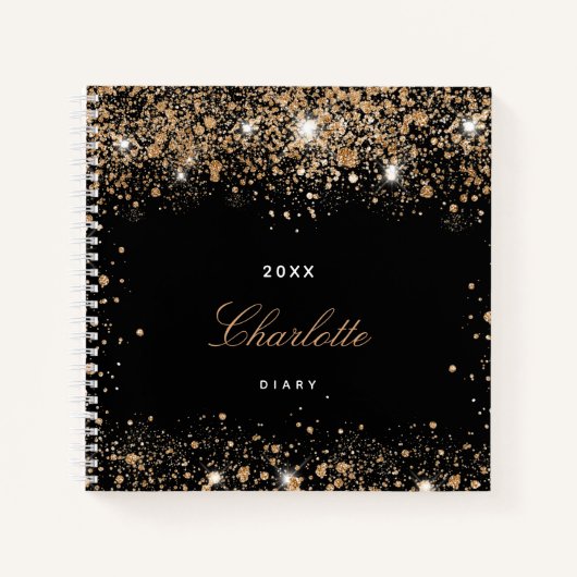 Journal or noir paillettes dorées nom écriture (Devant)