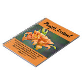 Journal orange de prière d'hémérocalles (Côté gauche)