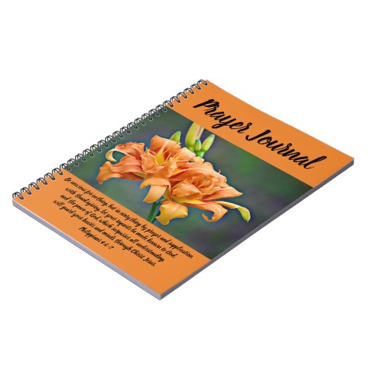 Journal orange de prière d'hémérocalles (Côté gauche)