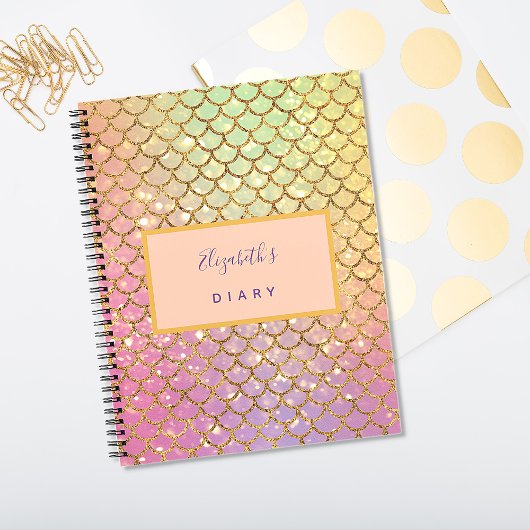 Journal pailleté écailles de sirène rose violet ve