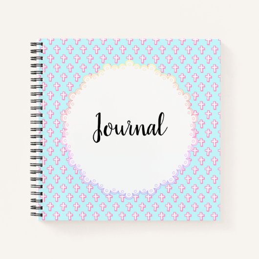 Journal Pastel Cross Pattern Devotional Notitieboe Notitieboek (Voorkant)