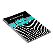 Journal personnalisé Aqua Black White Zebra Stripe (Côté Droit)