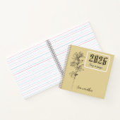 Journal personnalisé avec nom, gravure de fleur de (Intérieur)
