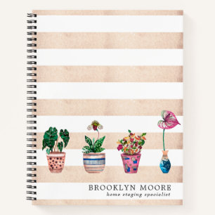 Journal personnalisé avec plante en pot à l'aquare