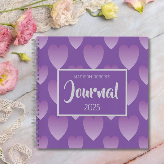 Journal personnalisé de coeur violet