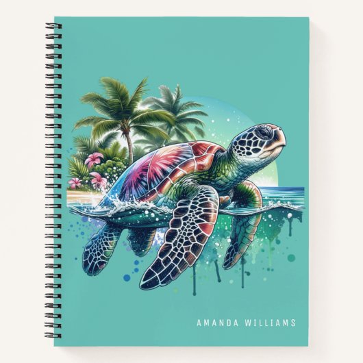 Journal personnalisé de la tortue marine aquarelle (Devant)