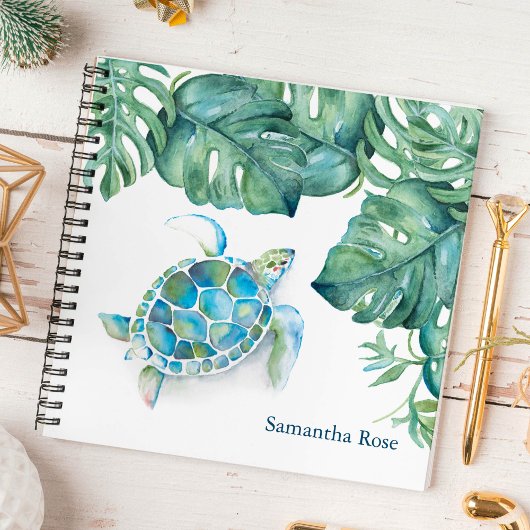 Journal personnalisé de la tortue marine aquarelle