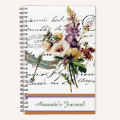 Journal personnalisé de libellule et de fleurs (Recto)