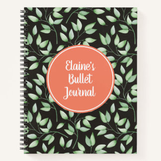 Journal personnalisé des Feuilles corail et vert