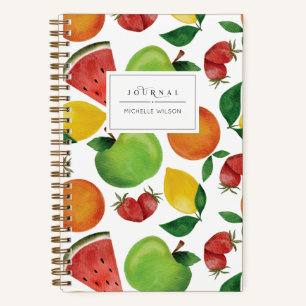 Journal personnalisé des fruits d'aquarelle