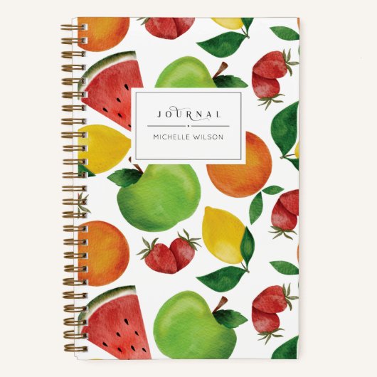 Journal personnalisé des fruits d'aquarelle (Recto)