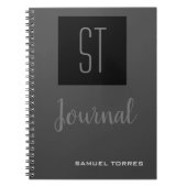 Journal Personnalisé Monogrammé Gris Noir Moderne (Devant)