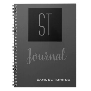 Journal Personnalisé Monogrammé Gris Noir Moderne