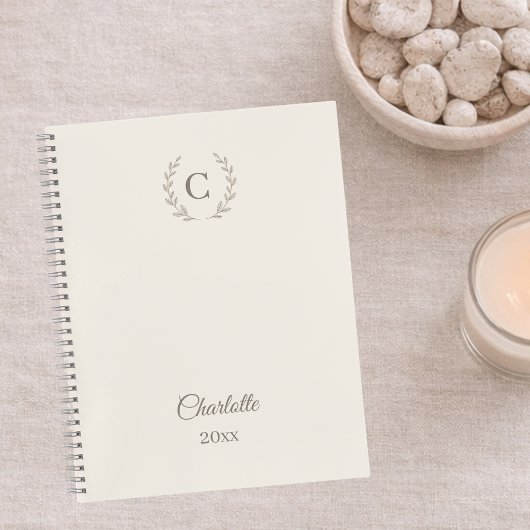 Journal Personnalisé Monogramme Luxe Ivory