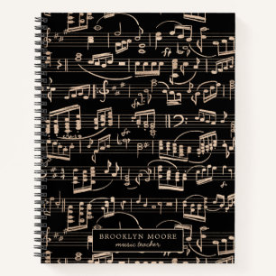Journal personnalisé Note de Musique Or Rose