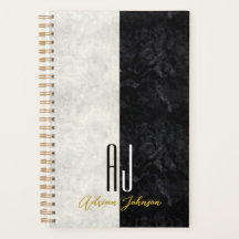 Journal Planificateur à Monogramme Marbre Or Noir