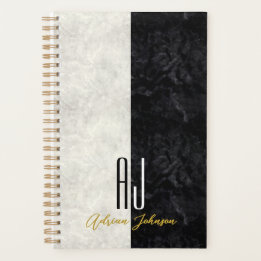 Journal Planificateur à Monogramme Marbre Or Noir