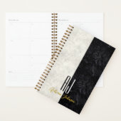 Journal Planificateur à Monogramme Marbre Or Noir (Devant avec enveloppe)