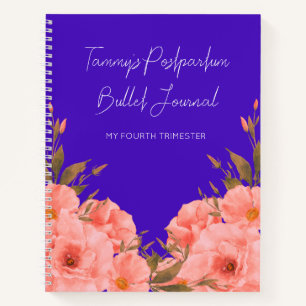 Journal Post-partum Fleurs Bleues Personnalisé Pou