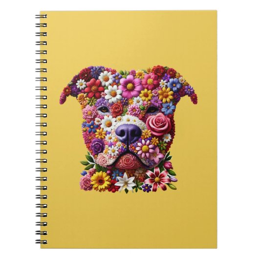 Journal pour amateur de chiens Pitbull à visage fl (Devant)